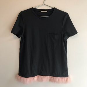 Zara Trafaluc | Dark Grey Tee | Pink Trim